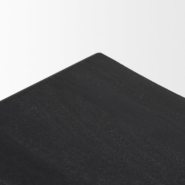 Mercana Taniel Industrial-Style Stool with Solid Wood Seat, Perfect for Kitchens, Cafés, and Workspaces Black Wood | Black Metal 70821