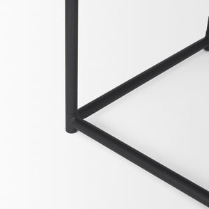 Mercana Taniel Industrial-Style Stool with Solid Wood Seat, Perfect for Kitchens, Cafés, and Workspaces Black Wood | Black Metal 70821