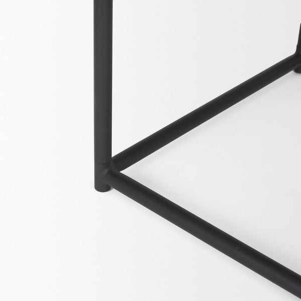 Mercana Taniel Industrial-Style Stool with Solid Wood Seat, Perfect for Kitchens, Cafés, and Workspaces Black Wood | Black Metal 70821