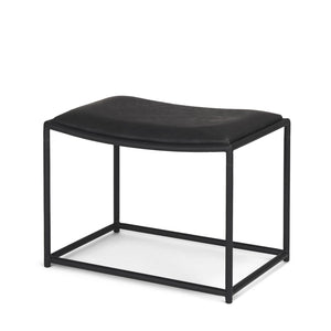 Mercana Taniel Leather and Metal Stool - Timeless Craftsmanship for Modern Spaces, Ergonomic Comfort Design Black Leather | Black Metal 70823