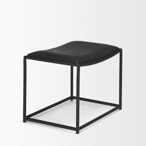 Mercana Taniel Leather and Metal Stool - Timeless Craftsmanship for Modern Spaces, Ergonomic Comfort Design Black Leather | Black Metal 70823