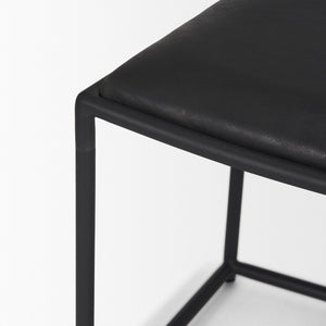 Mercana Taniel Leather and Metal Stool - Timeless Craftsmanship for Modern Spaces, Ergonomic Comfort Design Black Leather | Black Metal 70823
