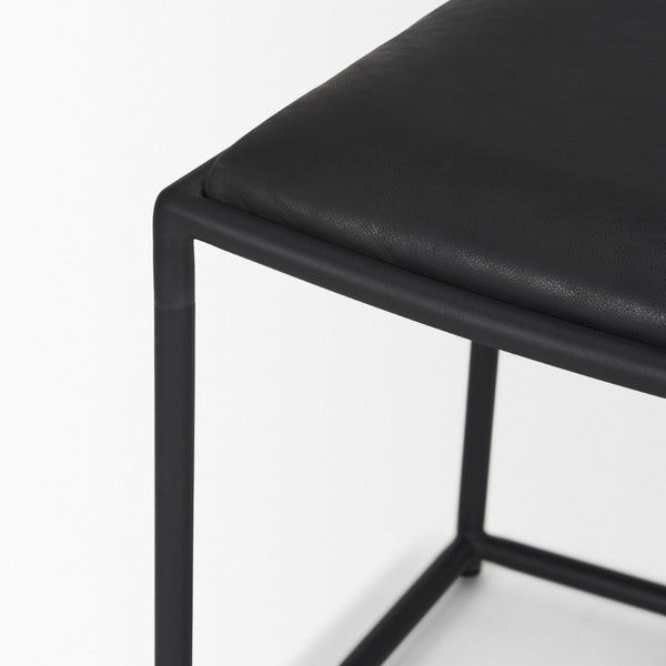 Mercana Taniel Leather and Metal Stool - Timeless Craftsmanship for Modern Spaces, Ergonomic Comfort Design Black Leather | Black Metal 70823