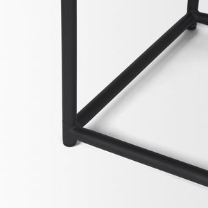 Mercana Taniel Leather and Metal Stool - Timeless Craftsmanship for Modern Spaces, Ergonomic Comfort Design Black Leather | Black Metal 70823