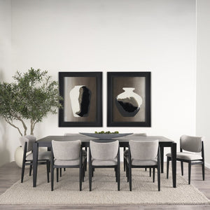 Mercana Cline Dining Chair - Sculptural Design with Plush Comfort and Bold Wood Legs for Modern Interiors Gray Fabric | Black Wood 69830