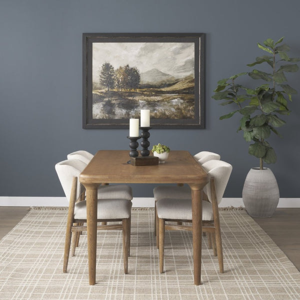 Mercana Suvan Elegant Solid Mango Wood Dining Table with Rounded Edges for Modern and Transitional Spaces 72" Lt Brown Wood Top | Lt Brown Wood Legs 70870-AB