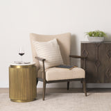 Satima White Marble with Gold Metal Round Fluted Accent Table 70777 Mercana