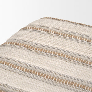 Mercana Taimo Coastal-Inspired Solid Mango Wood Bench with Striped Upholstery for Entryway or Dining Room 70846