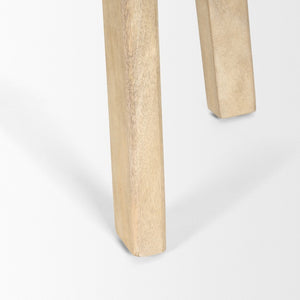 Mercana Taimo Coastal-Inspired Solid Mango Wood Bench with Striped Upholstery for Entryway or Dining Room 70846