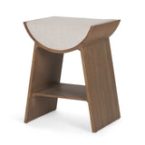 Takuma Brown Wood w/ Oatmeal Fabric Sculptural Counter Stool