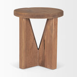 Mercana Tahlia Round Natural Brown Wood w/ Angled Legs Stool 70887