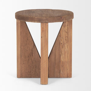 Mercana Tahlia Round Natural Brown Wood Stool with Angled Legs - Rustic Accent for Versatile Home Decor 70887