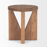 Mercana Tahlia Round Natural Brown Wood w/ Angled Legs Stool 70887