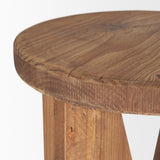 Mercana Tahlia Round Natural Brown Wood w/ Angled Legs Stool 70887