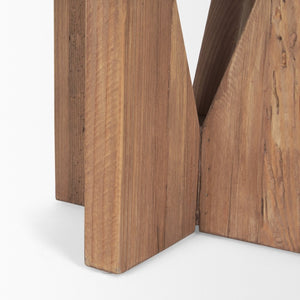 Mercana Tahlia Round Natural Brown Wood Stool with Angled Legs - Rustic Accent for Versatile Home Decor 70887