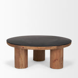 Mercana Tucson Natural Wood w/ Round Black Oak Top Coffee Table  70888-AB