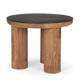 Mercana Tucson Natural Wood w/ Round Black Oak Top Side Table  70889-AB