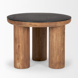 Mercana Tucson Natural Wood w/ Round Black Oak Top Side Table  70889-AB