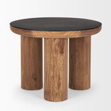 Mercana Tucson Natural Wood w/ Round Black Oak Top Side Table  70889-AB