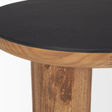 Mercana Tucson Natural Wood w/ Round Black Oak Top Side Table  70889-AB