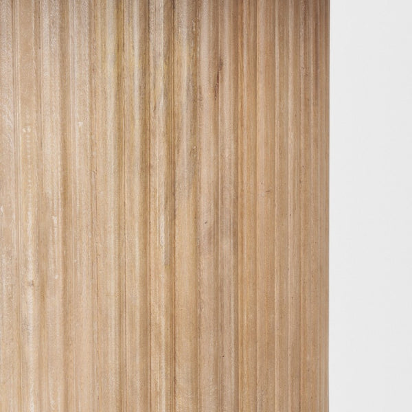 Mercana Terra Dining Table: Sculptural Round Design in Rich Mango Wood for Modern Dining & Entertaining 60" Lt Brown Wood Top | Lt Brown Wood Base 69874-AB