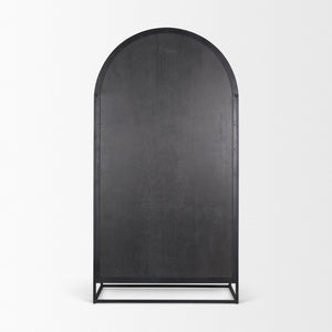 Mercana Sloan Arched Curio Cabinet - Elegant Solid Mango Wood Design with Glass Display for Modern Spaces Black Wood | Black Metal | 80"H 70827