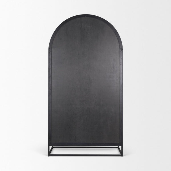 Mercana Sloan Arched Curio Cabinet - Elegant Solid Mango Wood Design with Glass Display for Modern Spaces Black Wood | Black Metal | 80"H 70827