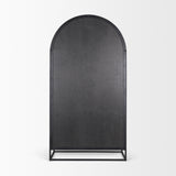 Mercana Sloan 80.5H Black Wood W/Black Metal Frame Arched Cabinet 70827