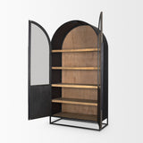 Mercana Sloan 80.5H Black Wood W/Black Metal Frame Arched Cabinet 70827