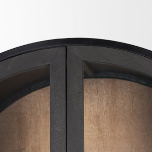 Mercana Sloan Arched Curio Cabinet - Elegant Solid Mango Wood Design with Glass Display for Modern Spaces Black Wood | Black Metal | 80"H 70827
