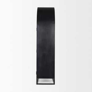 Mercana Sloan Arched Curio Cabinet - Elegant Solid Mango Wood Design with Glass Display for Modern Spaces Dark Brown Wood | Black Metal | 80"H 70828