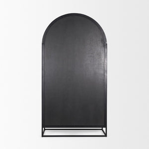 Mercana Sloan Arched Curio Cabinet - Elegant Solid Mango Wood Design with Glass Display for Modern Spaces Dark Brown Wood | Black Metal | 80"H 70828
