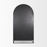 Sloan Dark Brown Wood withBlack Metal Arched Curio Cabinet 70828 Mercana