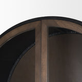 Sloan Dark Brown Wood withBlack Metal Arched Curio Cabinet 70828 Mercana