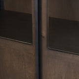 Sloan Dark Brown Wood withBlack Metal Arched Curio Cabinet 70828 Mercana