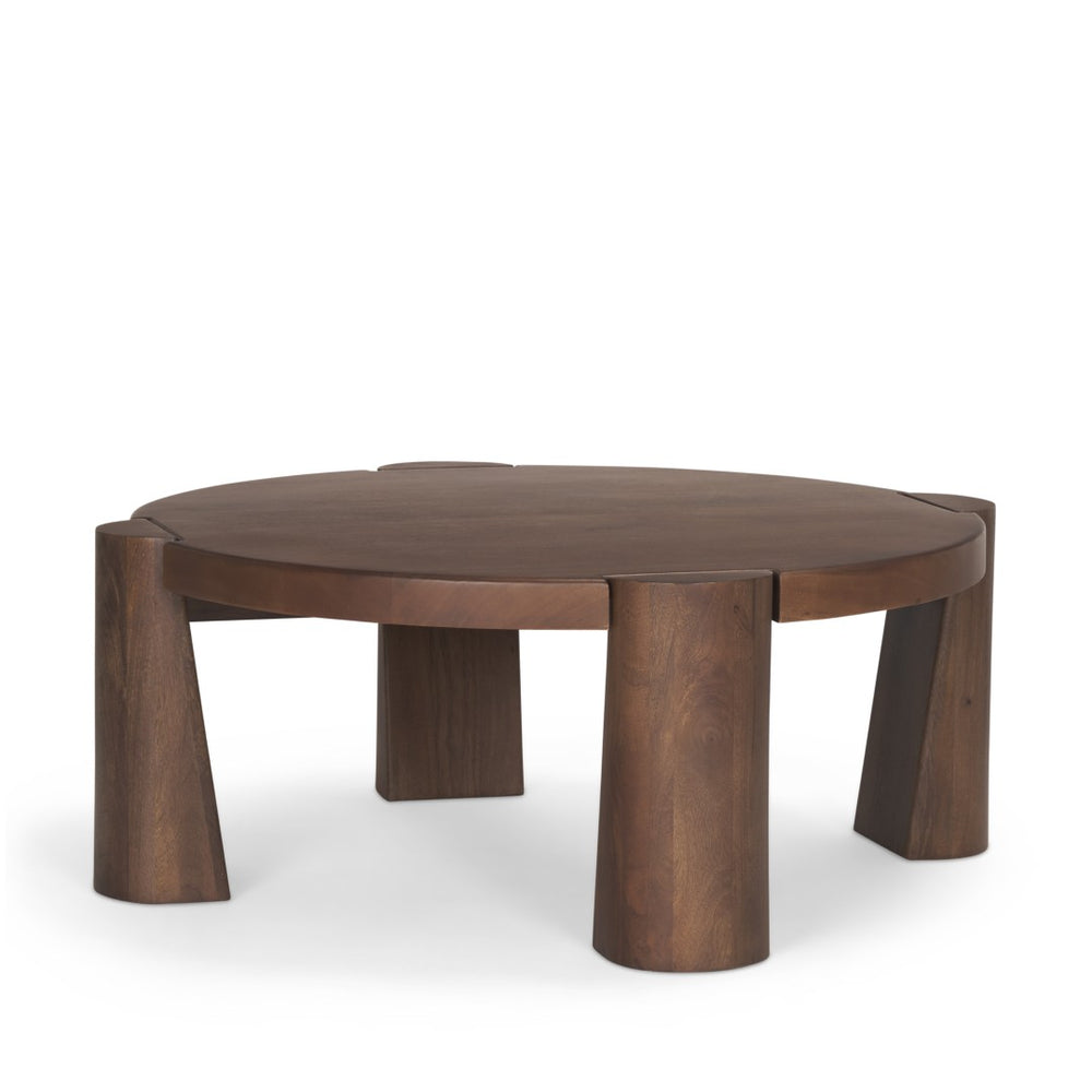 Mercana Tammar Round Coffee Table - Solid Mango Construction with Elegant Tapered Legs for Modern Living Spaces 70842-AB