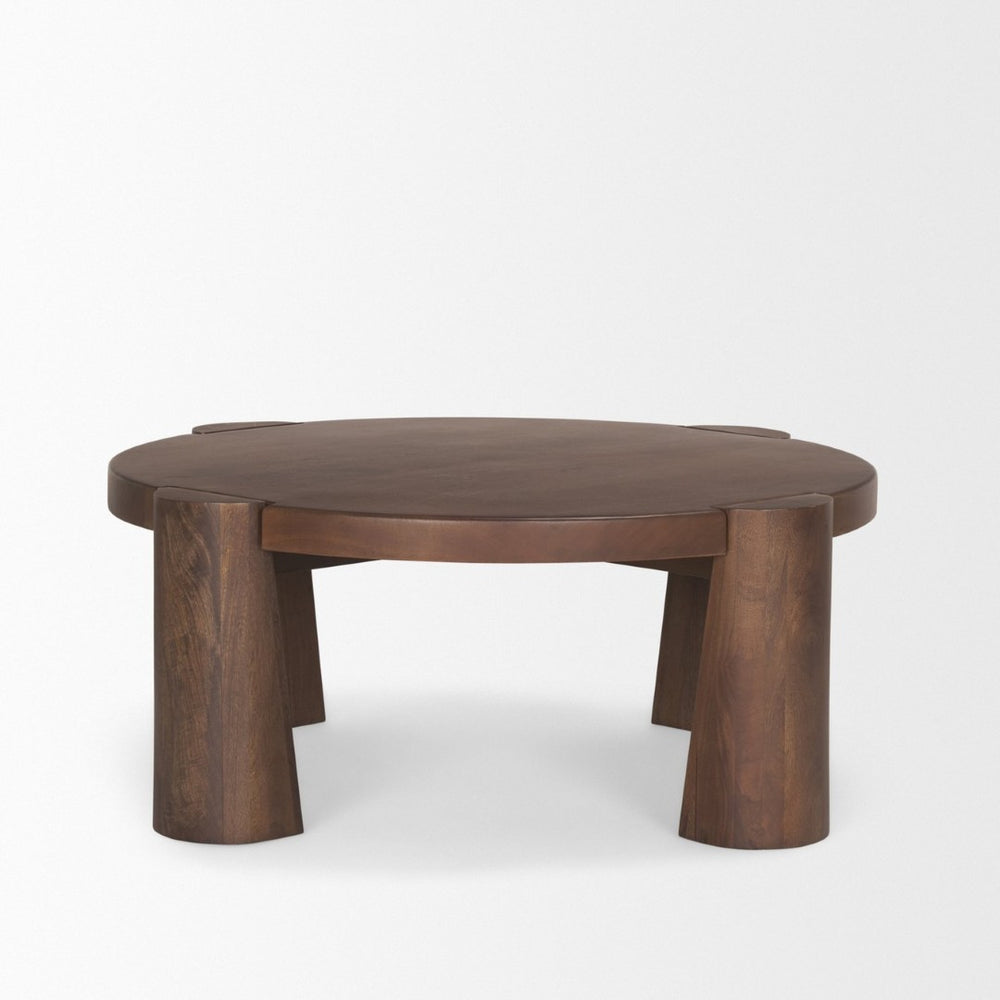 Mercana Tammar Round Coffee Table - Solid Mango Construction with Elegant Tapered Legs for Modern Living Spaces 70842-AB