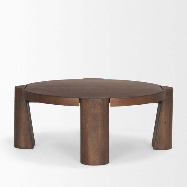 Mercana Tammar Round Coffee Table - Solid Mango Construction with Elegant Tapered Legs for Modern Living Spaces 70842-AB