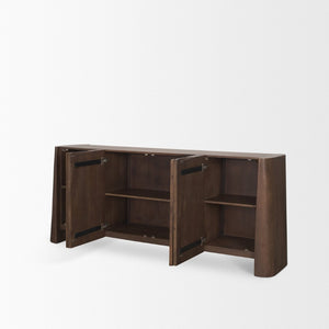 Mercana Tammar 4-Door Sideboard – Modern Mango Storage Solution with Clean Lines and Curved Edges for Style 70844