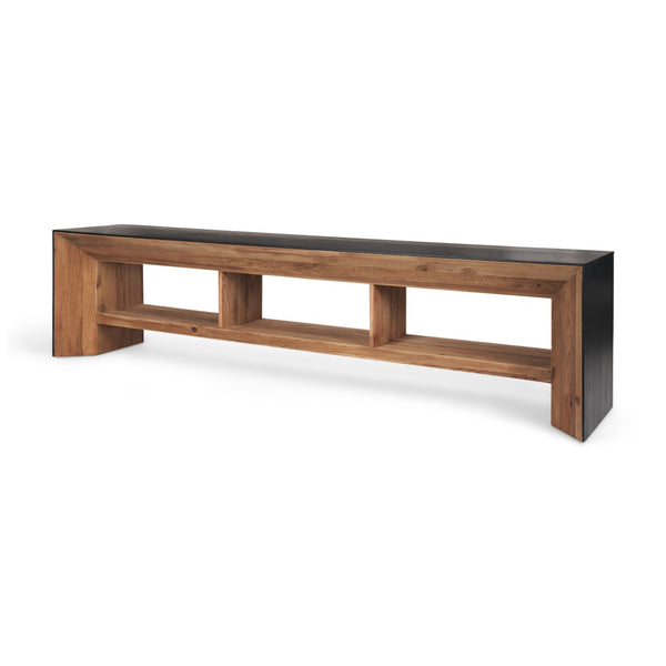 Mercana Tabor Natural Wood Waterwall Media Console – Rustic Meets Modern Elegance for Your Living Room 70894