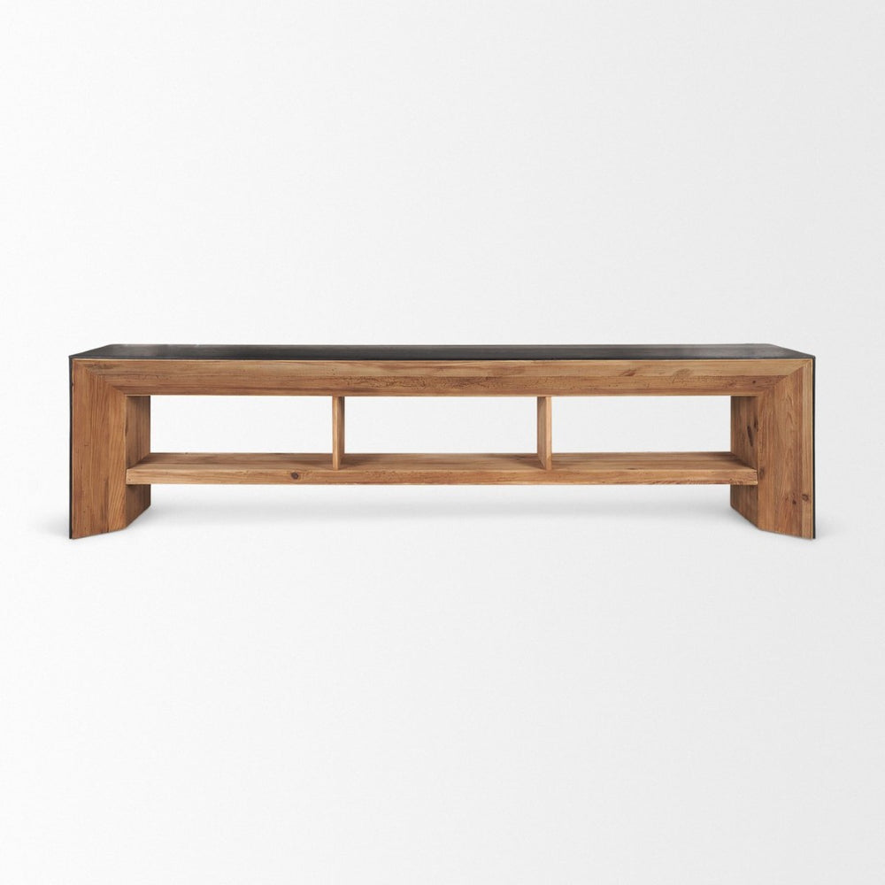 Mercana Tabor Natural Wood Waterwall Media Console – Rustic Meets Modern Elegance for Your Living Room 70894