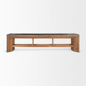Mercana Tabor Natural Wood Waterwall Media Console – Rustic Meets Modern Elegance for Your Living Room 70894