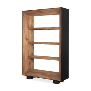 Mercana Tabor Rustic Wood Bookcase with Sleek Frame - Stylish Storage Solution for Modern Living Spaces 70895