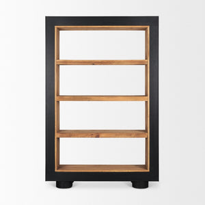 Mercana Tabor Rustic Wood Bookcase with Sleek Frame - Stylish Storage Solution for Modern Living Spaces 70895