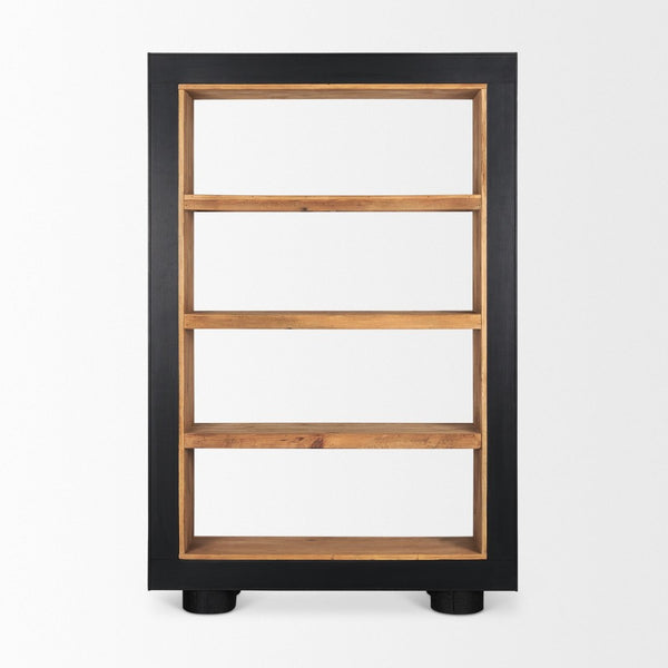 Mercana Tabor Rustic Wood Bookcase with Sleek Frame - Stylish Storage Solution for Modern Living Spaces 70895