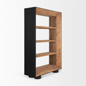 Mercana Tabor Rustic Wood Bookcase with Sleek Frame - Stylish Storage Solution for Modern Living Spaces 70895