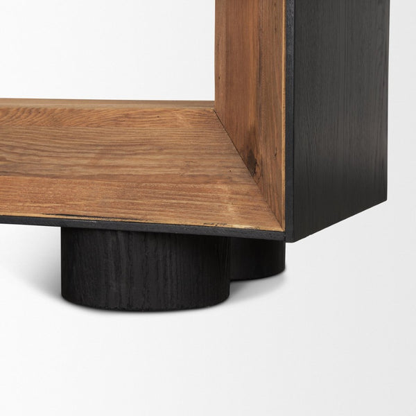 Mercana Tabor Rustic Wood Bookcase with Sleek Frame - Stylish Storage Solution for Modern Living Spaces 70895