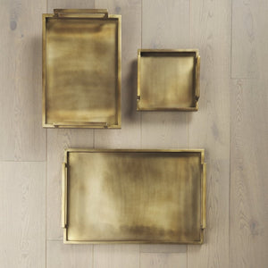 Mercana Shay Aluminium Tray - Chic Matte Gold Accent for Modern Tabletop Decor and Versatile Organization Medium | 17" L 69947
