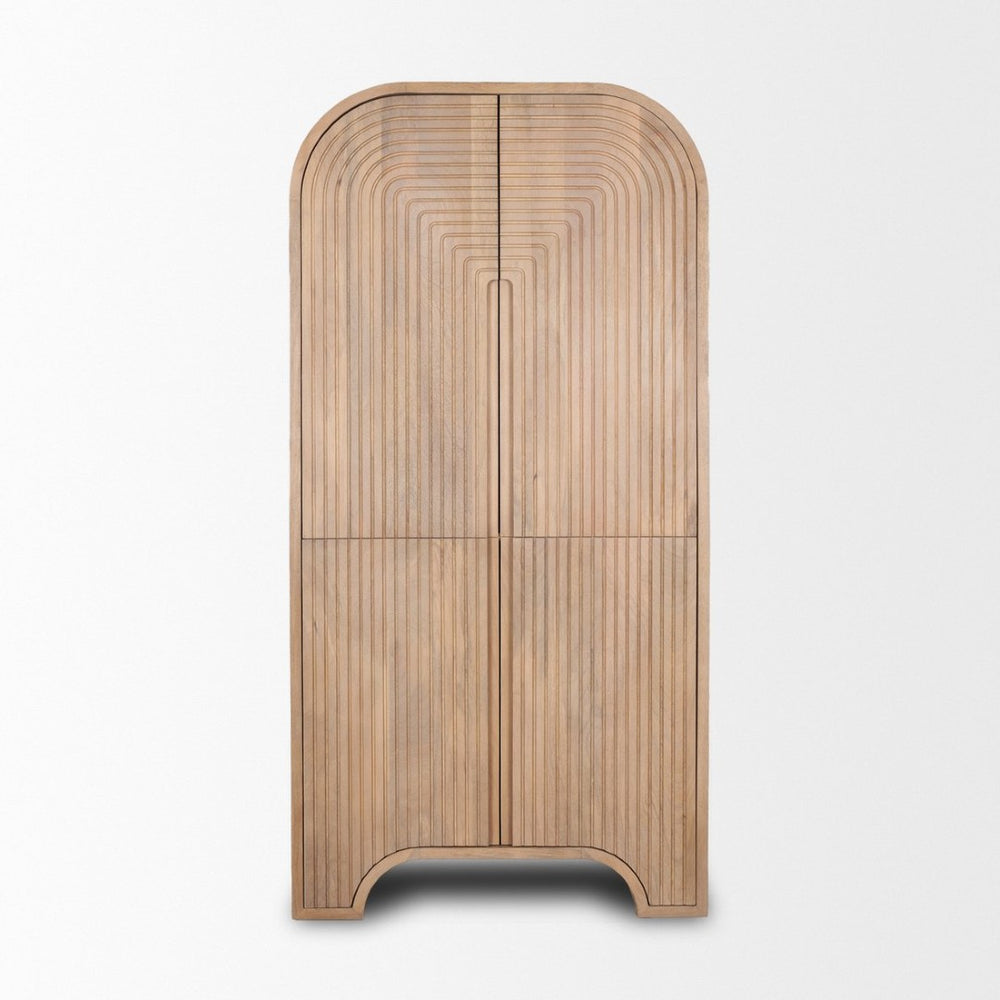 Mercana Sorina Curio Cabinet - Sculptural Solid Mango Wood Design for Elegant Display and Storage Solutions 70836