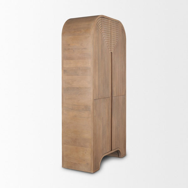 Mercana Sorina Curio Cabinet - Sculptural Solid Mango Wood Design for Elegant Display and Storage Solutions 70836